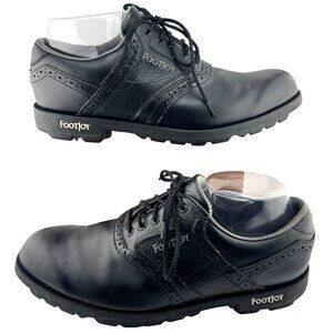 FootJoy Mens Greenjoys Oxford Black Leather Spiked Golf Shoes 45534 Size 8.5